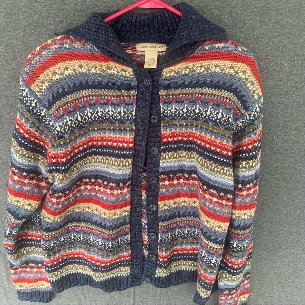 Mountain Lake Cardigan Sweater Button Front Women’s Size Large Multicolored